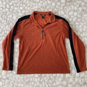 Vintage L.L. Bean Burnt Orange Lightweight Fleece Pullover with Black Detailing